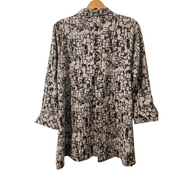 Habitat Women's Textured Fun Button Down High Low Shirt Collar Multi Grey Small - Picture 3 of 14